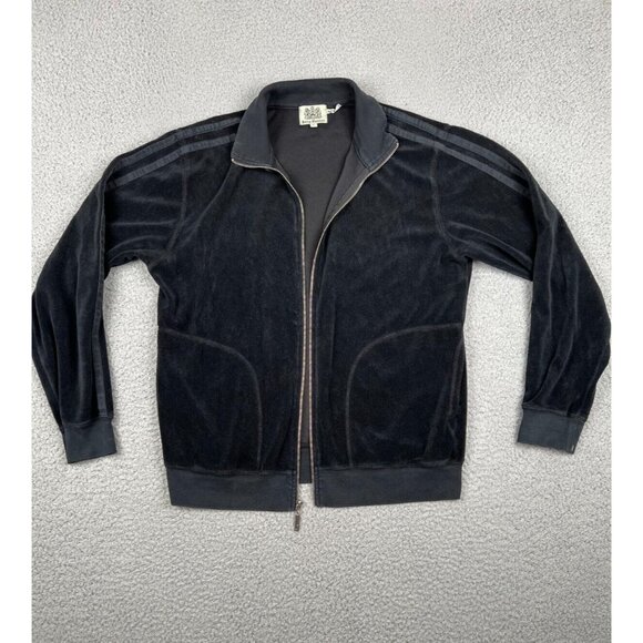 Juicy Couture Womens Jacket Black Large Full Zip Y2K Fleece Terry Track Striped - Picture 3 of 10